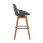 HomeRoots 30" Luxurious Grey Faux and Walnut Wood Swivel Bar Stool