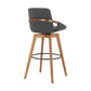 HomeRoots 30" Luxurious Grey Faux and Walnut Wood Swivel Bar Stool