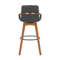 HomeRoots 30" Luxurious Grey Faux and Walnut Wood Swivel Bar Stool