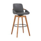 HomeRoots 30" Luxurious Grey Faux and Walnut Wood Swivel Bar Stool