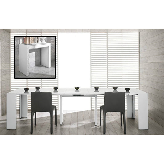 HomeRoots 30" MDF Extendable Dining Table In White