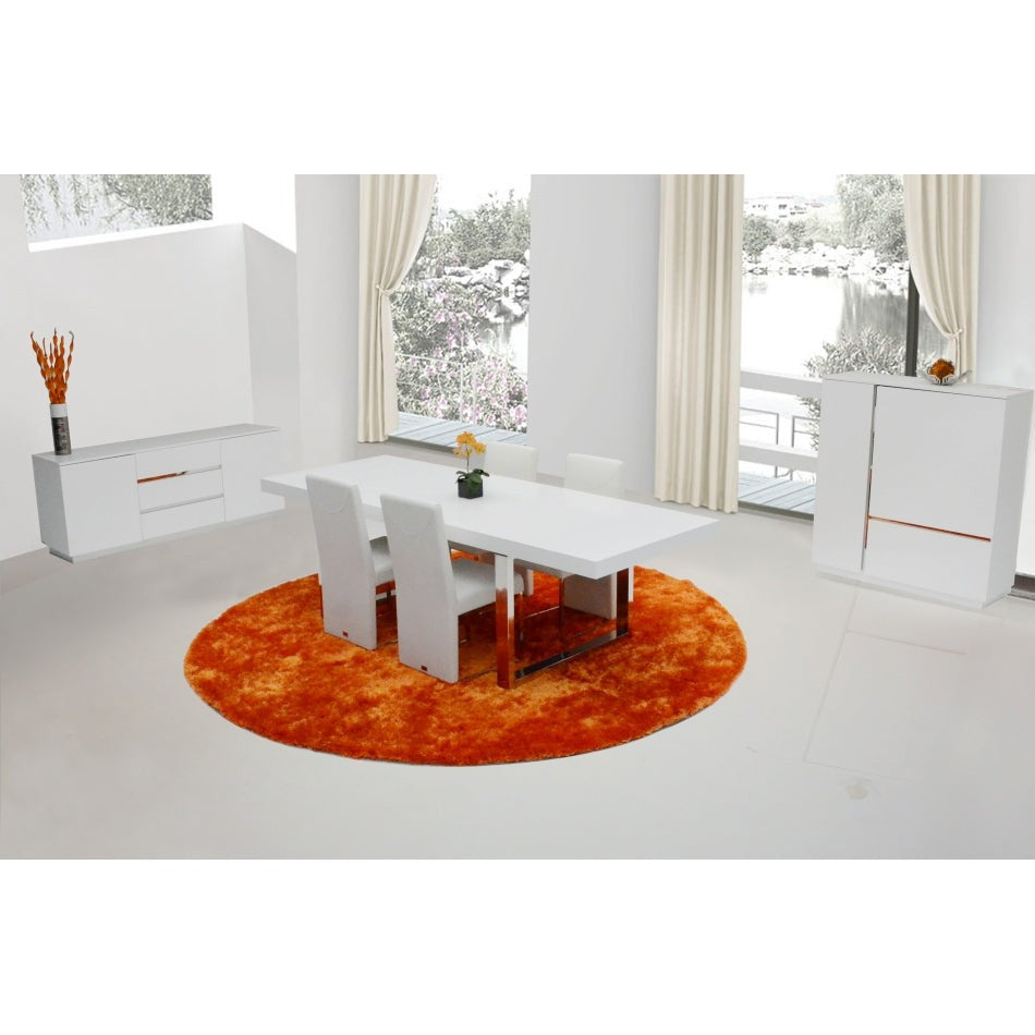 HomeRoots 30" MDF Extendable Dining Table With Stainless Steel Legs In White