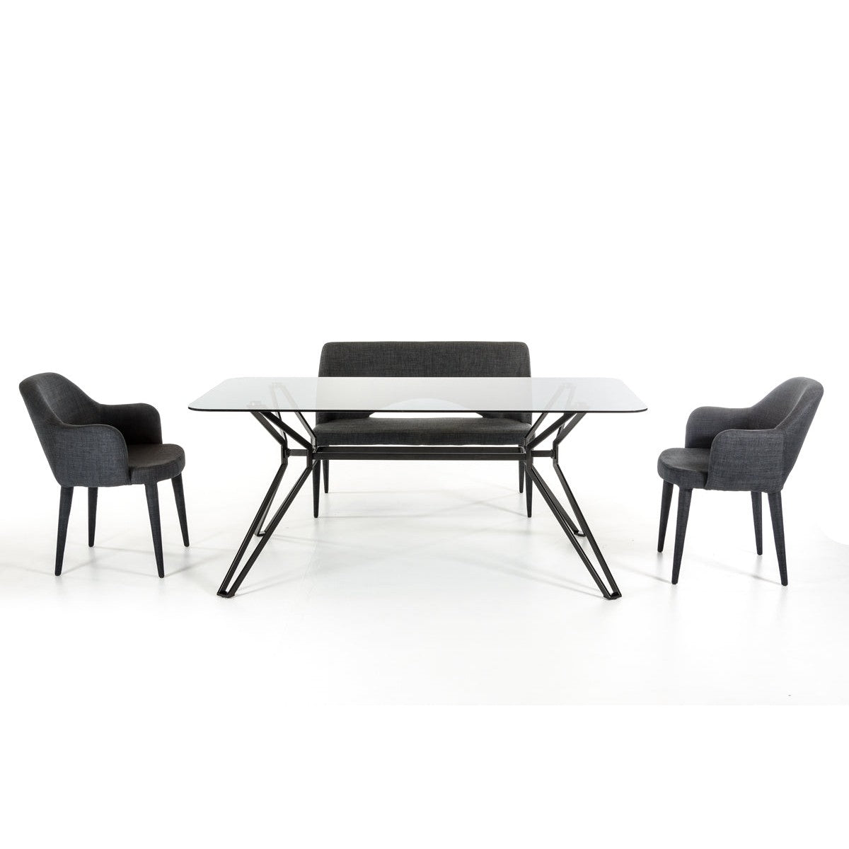 HomeRoots 30" Metal And Smoked Glass Dining Table