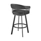 HomeRoots 30" Mod Black Faux Leather Black Finish Swivel Bar Stool