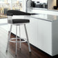 HomeRoots 30" Mod Black Faux Leather Brushed Silver Finish Swivel Bar Stool