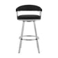 HomeRoots 30" Mod Black Faux Leather Brushed Silver Finish Swivel Bar Stool