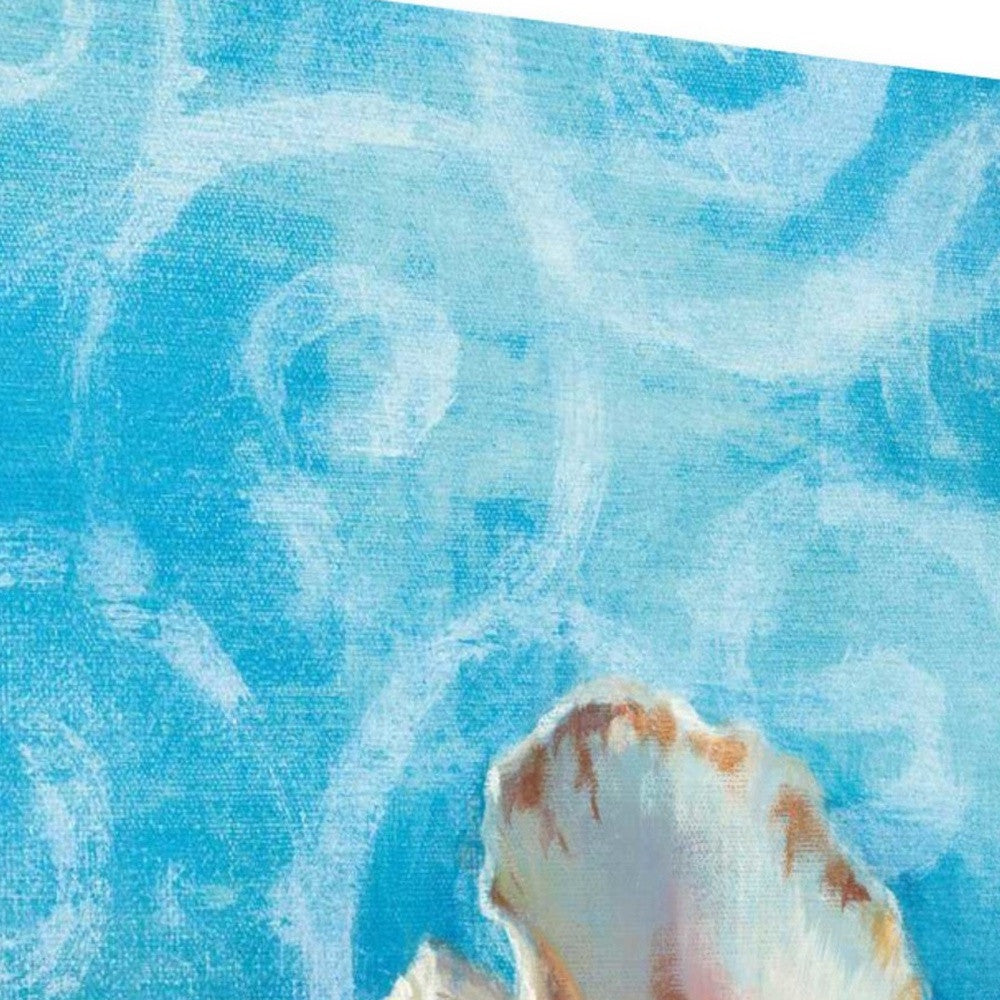 HomeRoots 30" Mod Blue Scroll Coastal Conch 4 Giclee Wrap Canvas Wall Art