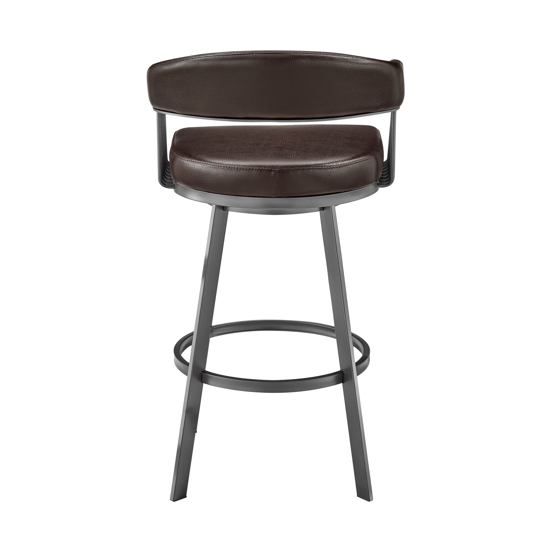 HomeRoots 30" Mod Chocolate Faux Leather Java Brown Finish Swivel Bar Stool