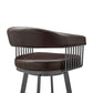 HomeRoots 30" Mod Chocolate Faux Leather Java Brown Finish Swivel Bar Stool