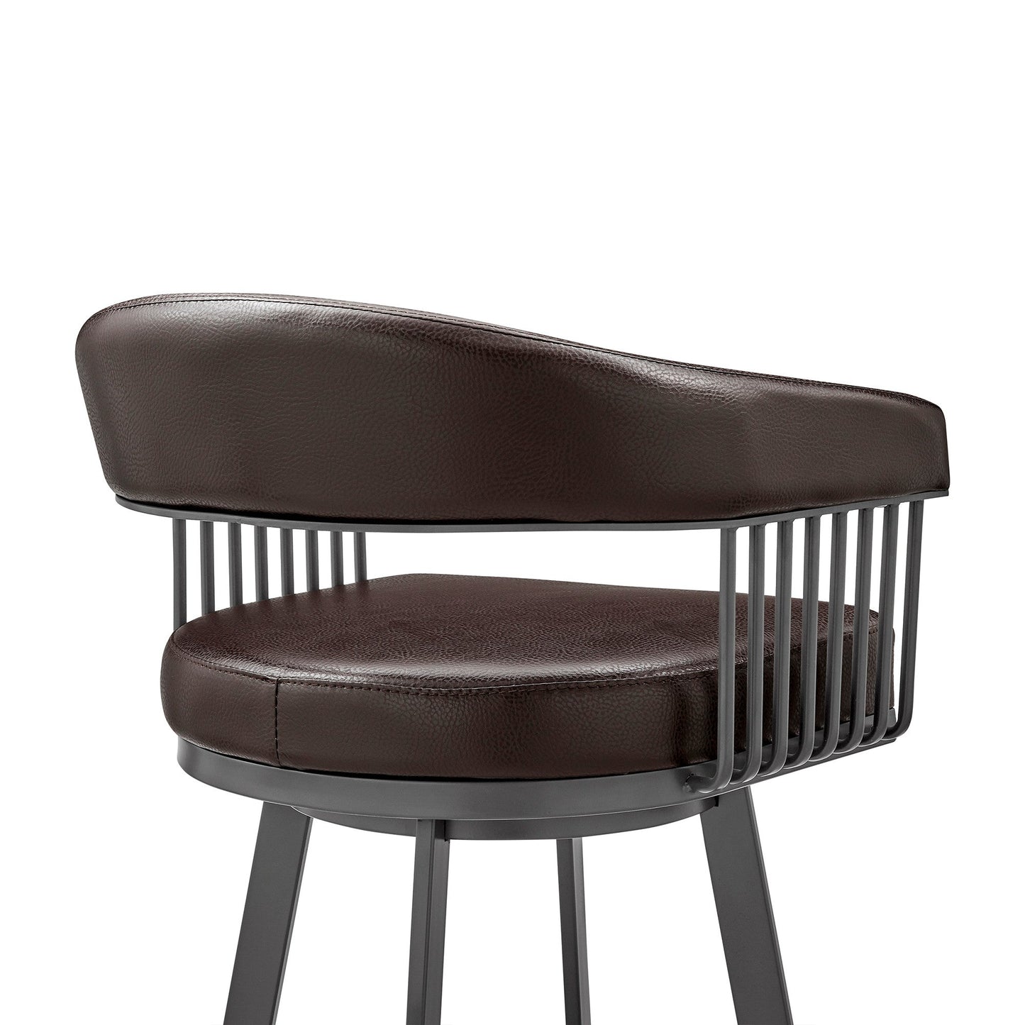 HomeRoots 30" Mod Chocolate Faux Leather Java Brown Finish Swivel Bar Stool