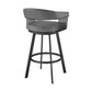 HomeRoots 30" Mod Gray Faux Leather Black Finish Swivel Bar Stool