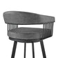 HomeRoots 30" Mod Gray Faux Leather Black Finish Swivel Bar Stool