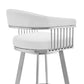 HomeRoots 30" Mod White Faux Leather Brushed Silver Finish Swivel Bar Stool