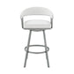 HomeRoots 30" Mod White Faux Leather Silver Finish Swivel Bar Stool