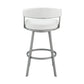 HomeRoots 30" Mod White Faux Leather Silver Finish Swivel Bar Stool