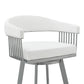 HomeRoots 30" Mod White Faux Leather Silver Finish Swivel Bar Stool