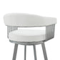 HomeRoots 30" Mod White Faux Leather Silver Finish Swivel Bar Stool