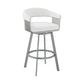HomeRoots 30" Mod White Faux Leather Silver Finish Swivel Bar Stool