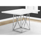HomeRoots 30" Rectangular Manufactured Wood And Metal Dining Table in White and Silver Finish