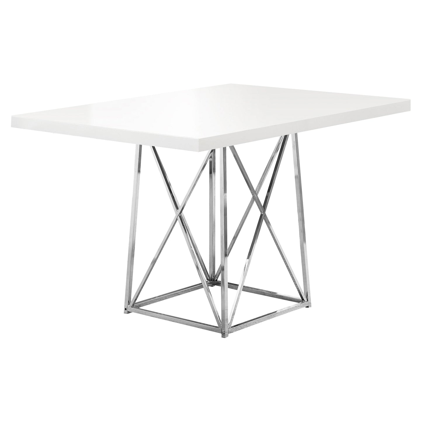 HomeRoots 30" Rectangular Manufactured Wood And Metal Dining Table in White and Silver Finish