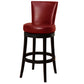 HomeRoots 30" Red Faux Leather Round Seat Black Wood Swivel Armless Bar Stool