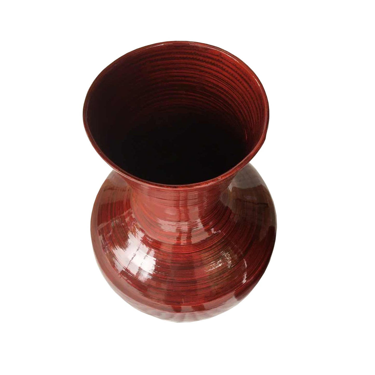 HomeRoots 30" Red Lacquer Spun Bamboo Floor Vase