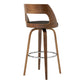 HomeRoots 30" Retro Mod Brown Faux Leather and Walnut Swivel Counter Stool