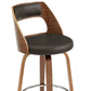 HomeRoots 30" Retro Mod Brown Faux Leather and Walnut Swivel Counter Stool