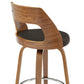 HomeRoots 30" Retro Mod Brown Faux Leather and Walnut Swivel Counter Stool