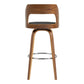 HomeRoots 30" Retro Mod Grey Faux Leather and Walnut Swivel Counter Stool