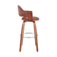 HomeRoots 30" Rich Brown Faux Leather Walnut Wood Bar Stool
