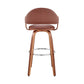 HomeRoots 30" Rich Brown Faux Leather Walnut Wood Bar Stool