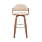 HomeRoots 30" Rich Cream Faux Leather Walnut Wood Bar Stool