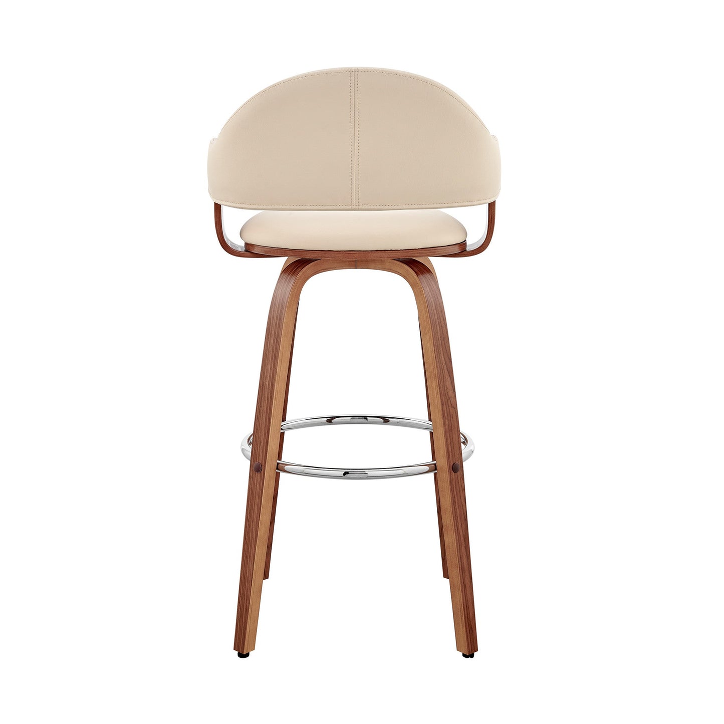 HomeRoots 30" Rich Cream Faux Leather Walnut Wood Bar Stool