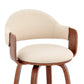 HomeRoots 30" Rich Cream Faux Leather Walnut Wood Bar Stool
