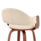 HomeRoots 30" Rich Cream Faux Leather Walnut Wood Bar Stool
