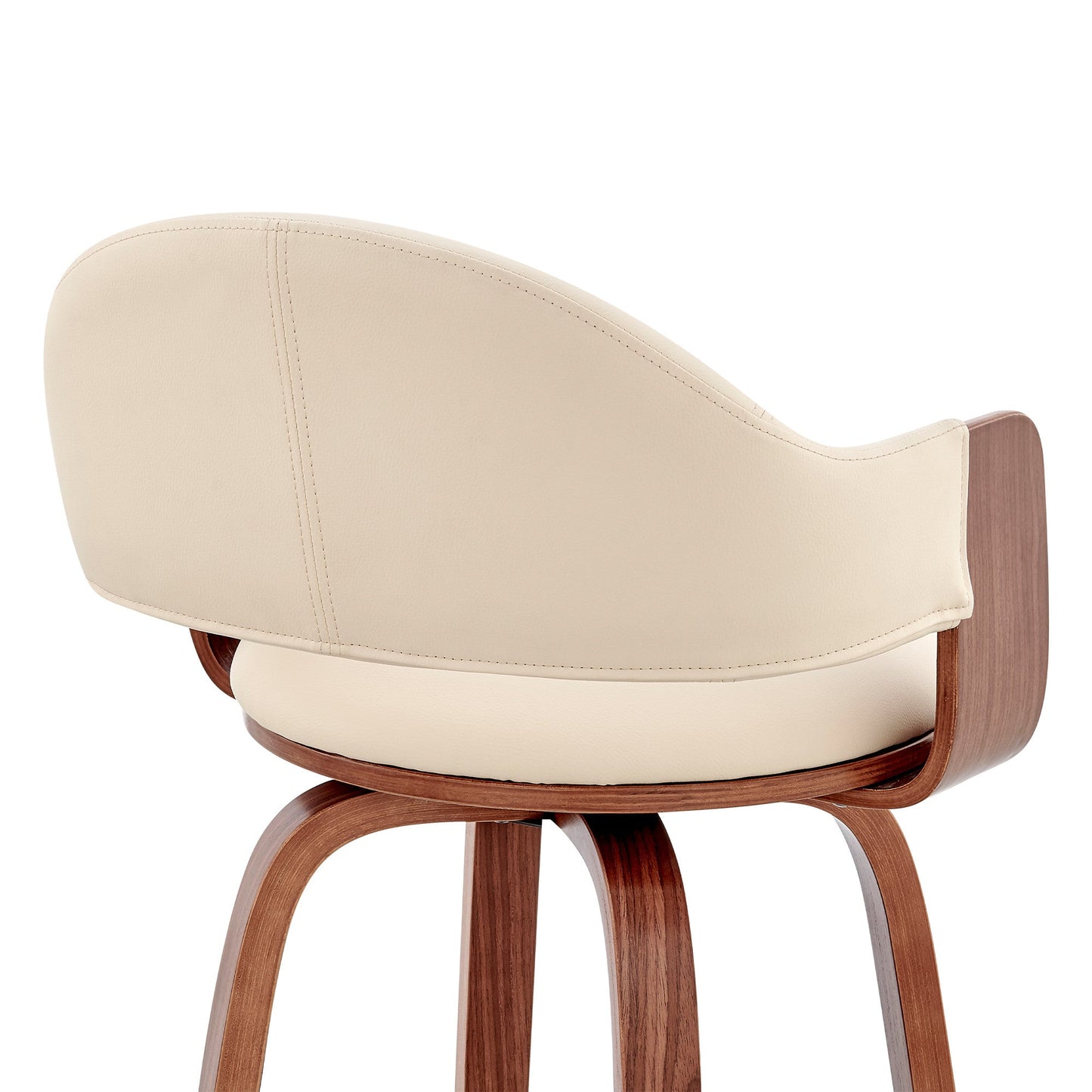 HomeRoots 30" Rich Cream Faux Leather Walnut Wood Bar Stool