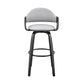 HomeRoots 30" Rich Grey Faux Leather Walnut Wood Bar Stool