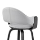 HomeRoots 30" Rich Grey Faux Leather Walnut Wood Bar Stool