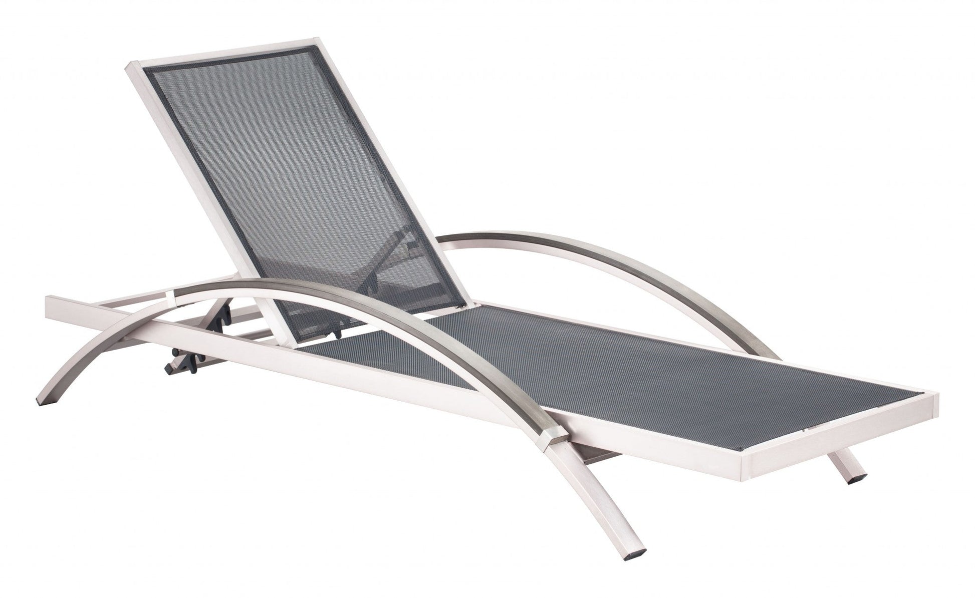 HomeRoots 30" Silver Metal Indoor Outdoor Chaise Lounge in Set Of Two