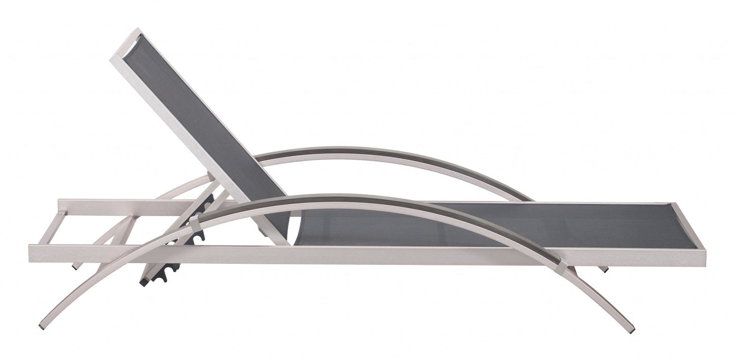 HomeRoots 30" Silver Metal Indoor Outdoor Chaise Lounge in Set Of Two