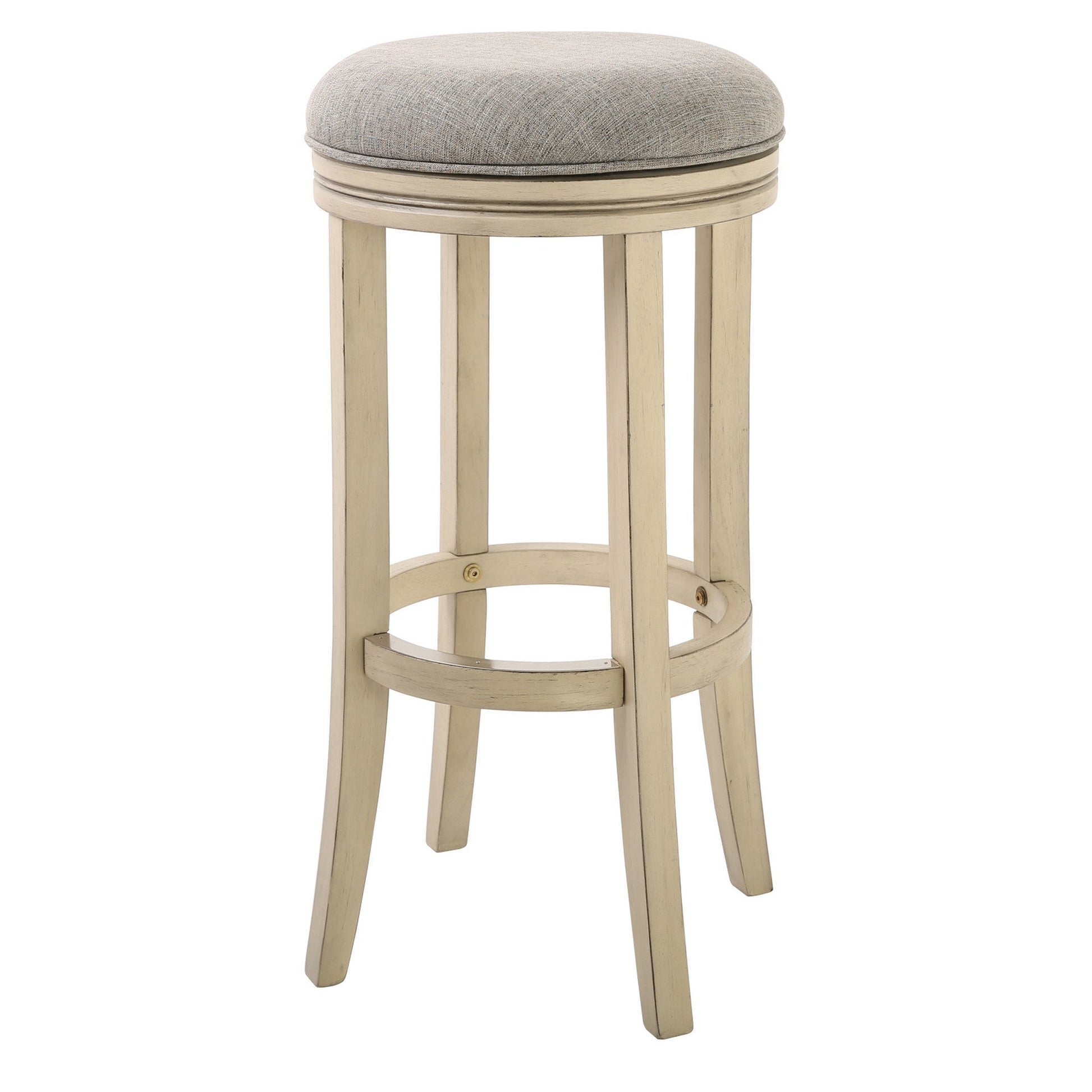 HomeRoots 30" Solid Wood Frame In Paradigm Quartz Fabric Bar Stool in Ivory Finish