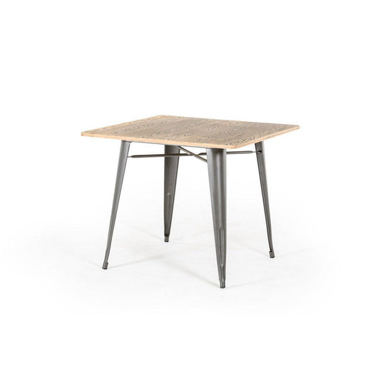 HomeRoots 30" Steel And Wood Square Dining Table In Grey