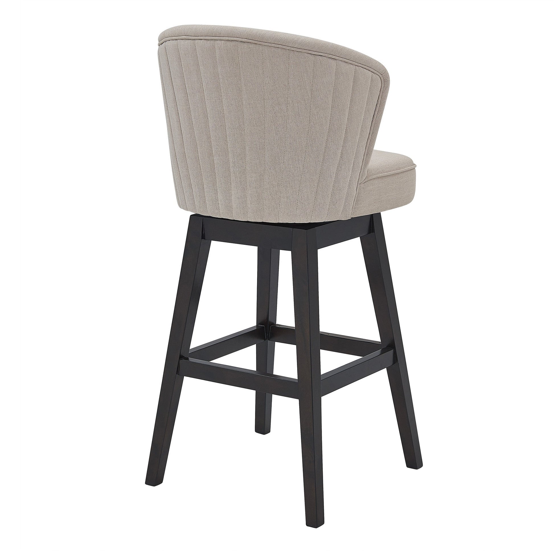 HomeRoots 30" Tan Espresso Wood Fabric Swivel Bar Stool