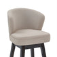 HomeRoots 30" Tan Espresso Wood Fabric Swivel Bar Stool