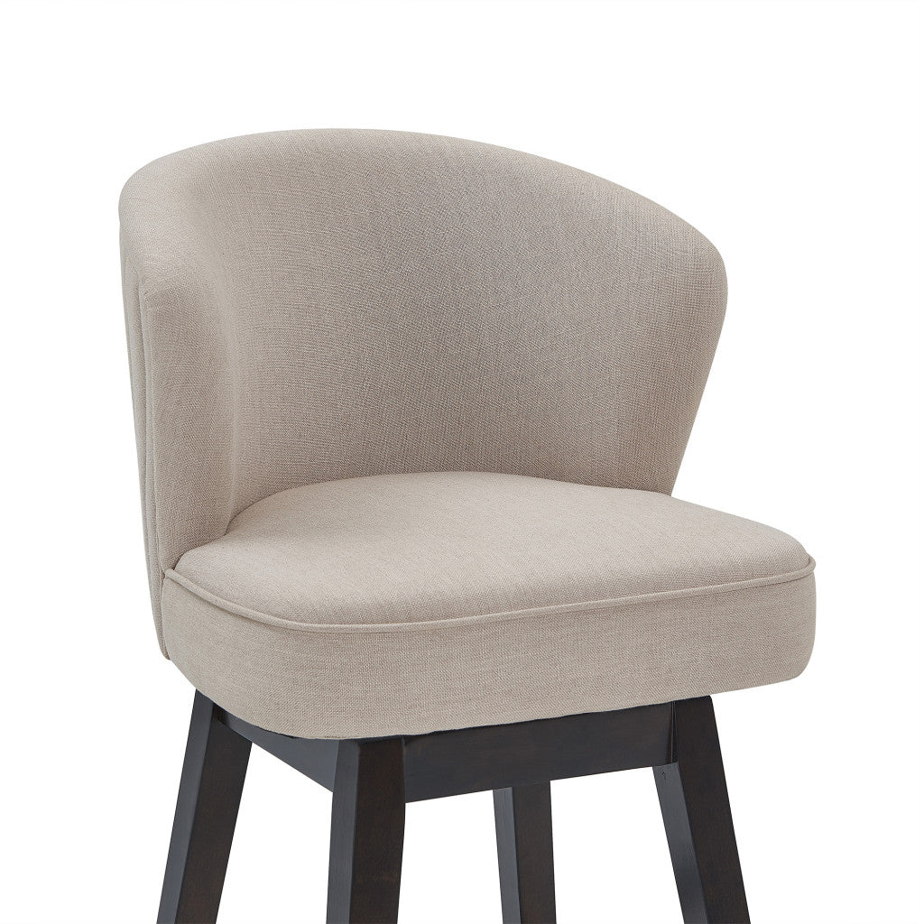 HomeRoots 30" Tan Espresso Wood Fabric Swivel Bar Stool