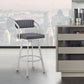 HomeRoots 30" Timeless Slate Grey Faux Leather Silver Finish Swivel Bar Stool