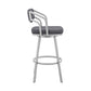 HomeRoots 30" Timeless Slate Grey Faux Leather Silver Finish Swivel Bar Stool