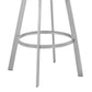 HomeRoots 30" Timeless Slate Grey Faux Leather Silver Finish Swivel Bar Stool