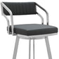 HomeRoots 30" Timeless Slate Grey Faux Leather Swivel Counter Stool With Silver Finish